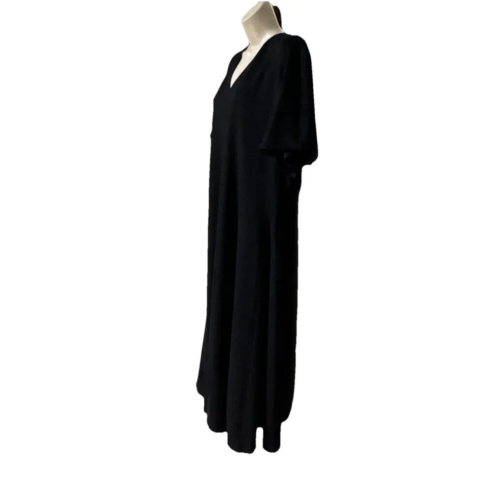 Tuckernuck Annalee Midi Dress XL Onyx Black Cinched Waist Cotton Blend Preppy